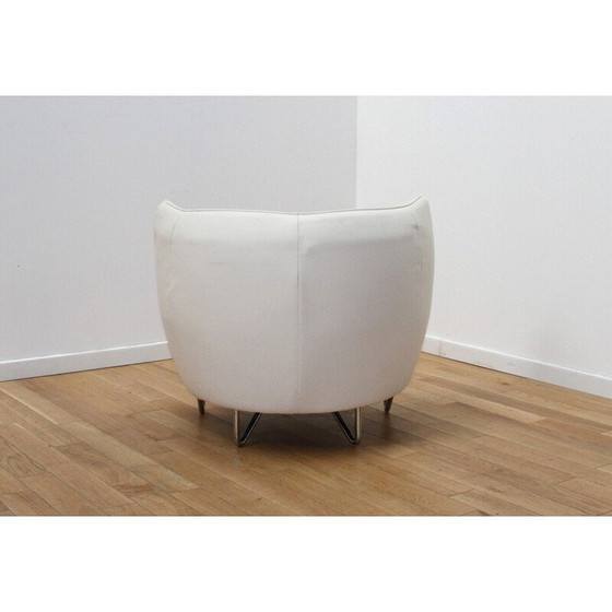 Image 1 of Paar Vintage Maybe Sessel aus verchromtem Metall und weißem Kunstleder für Cotta