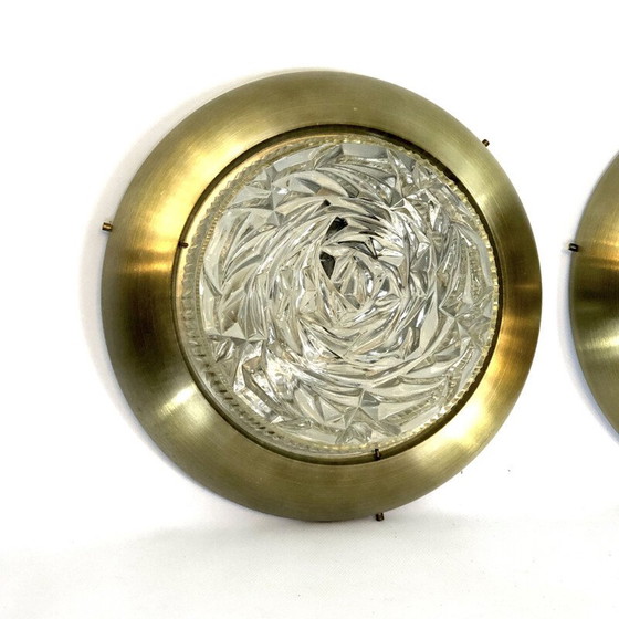 Image 1 of Paar alte Wandleuchter aus Glas und Gold von Stilux Milano, 1960