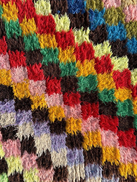 Image 1 of Marokkanischer bunt karierter Baumwollteppich