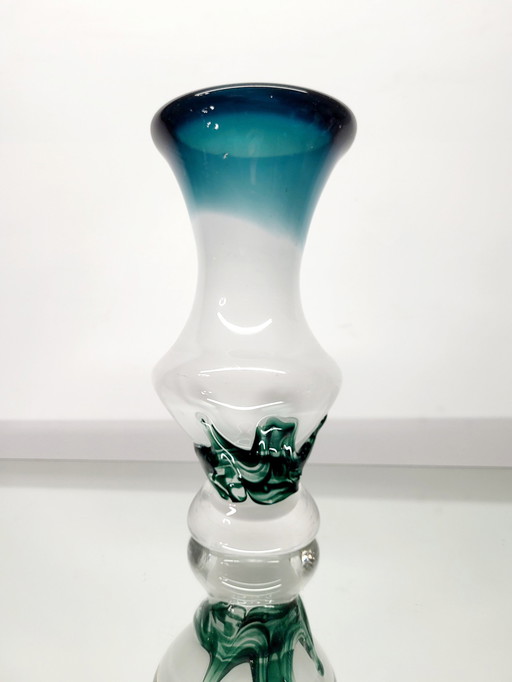 Val Saint Lambert Studio Cristal Vase auf Fuß, signiert, Schraffur, 1980er Jahre