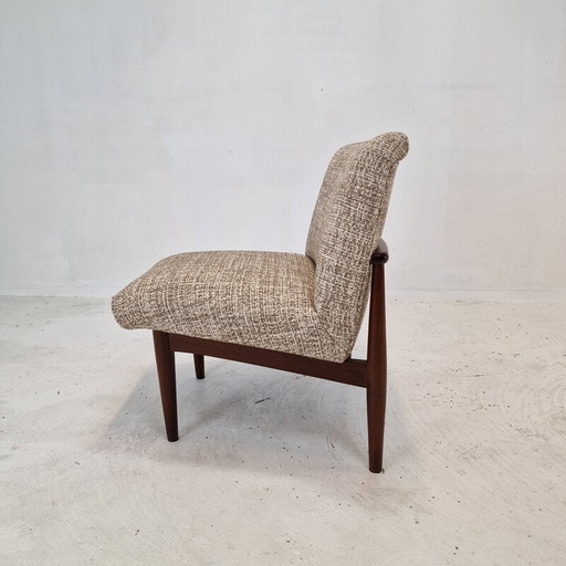 Satz von 4 Vintage-Stühlen aus Teakholz und Stoff, Dänemark 1960