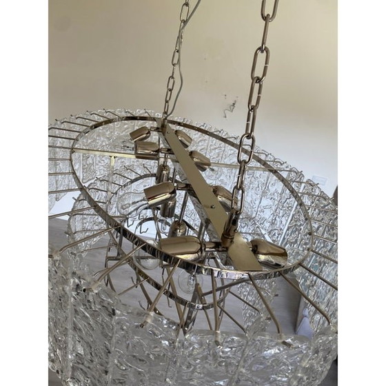 Image 1 of Zeitgenössischer ovaler Kronleuchter aus gehämmertem "Listelli" Muranoglas
