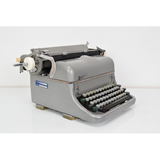 Alte Schreibmaschine Zeta aus Metall, Tschechisch 1960