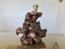 Imposante Brutalistische Lampe aus Olivenholz, 1970