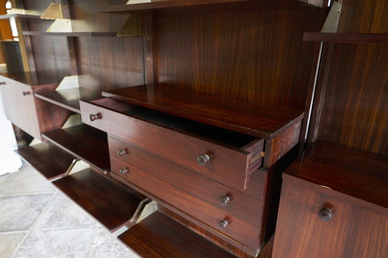 Image 1 of Vintage-Wandschrank aus Palisanderholz, bestehend aus 4 Wandpaneelen