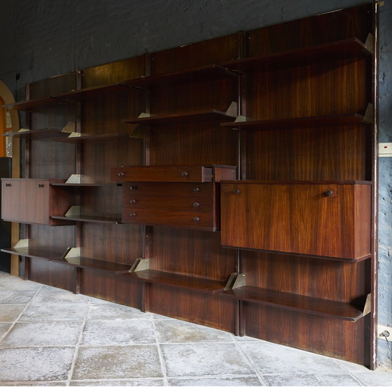 Image 1 of Vintage-Wandschrank aus Palisanderholz, bestehend aus 4 Wandpaneelen