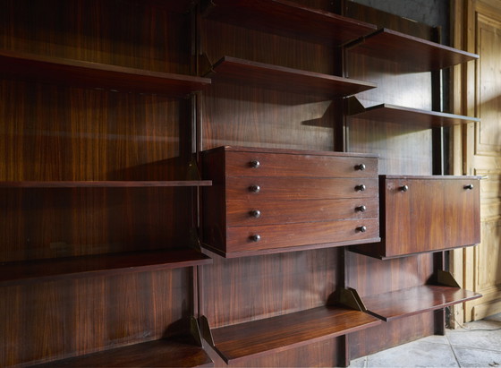 Image 1 of Vintage-Wandschrank aus Palisanderholz, bestehend aus 4 Wandpaneelen