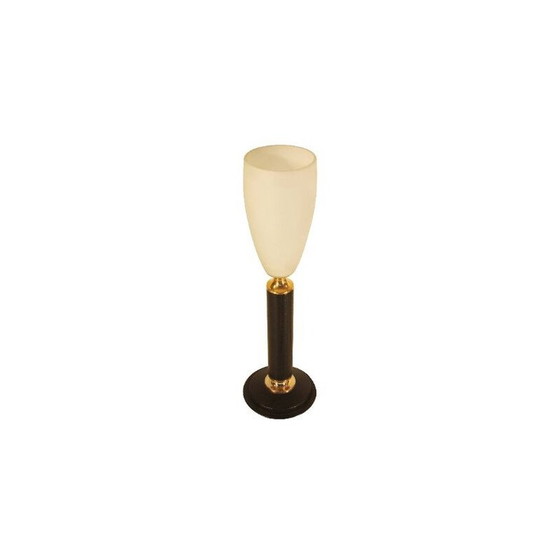 Image 1 of Vintage-Lampe Leder LE TANNEUR opaline