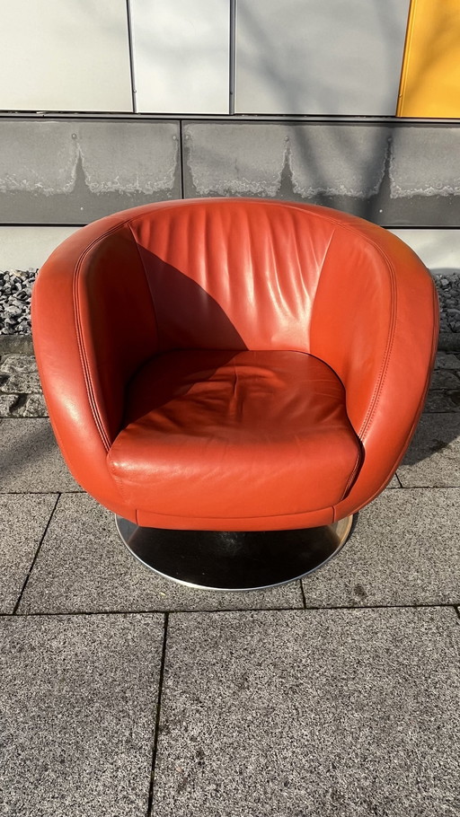 Koinor Design Dreh-Sessel Pearl Leder Burgunder-Rot