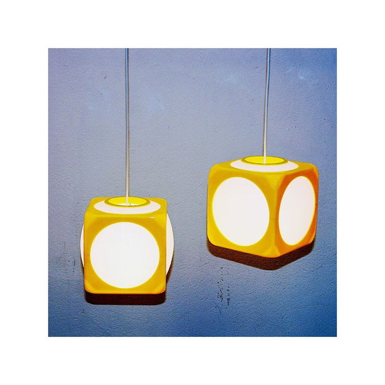 Image 1 of Paar alte Acryl-Hängeleuchten "Kuben" von Schöler für Ikea, Schweden 1970