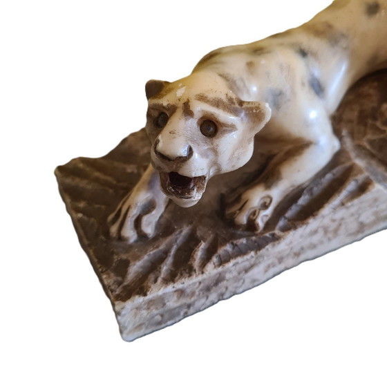 Image 1 of Französischer Alabaster Art Deco Schleichender Tiger