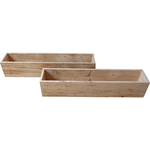 Paar Pflanzgefäße aus Travertin aus der Mitte des Jahrhunderts, Belgien 1970er Jahre