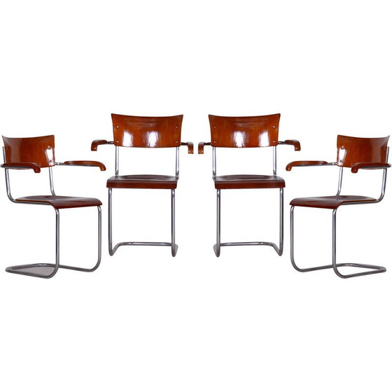 Image 1 of Vintage Bauhaus Sessel aus Buche und Chromstahl von Mart, Deutschland 1930