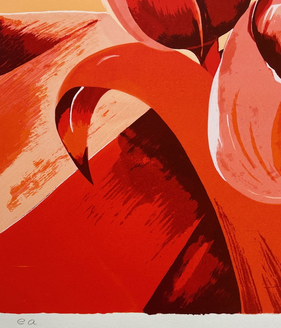 Image 1 of Siebdruck Derox - Orangefarbene Tulpen