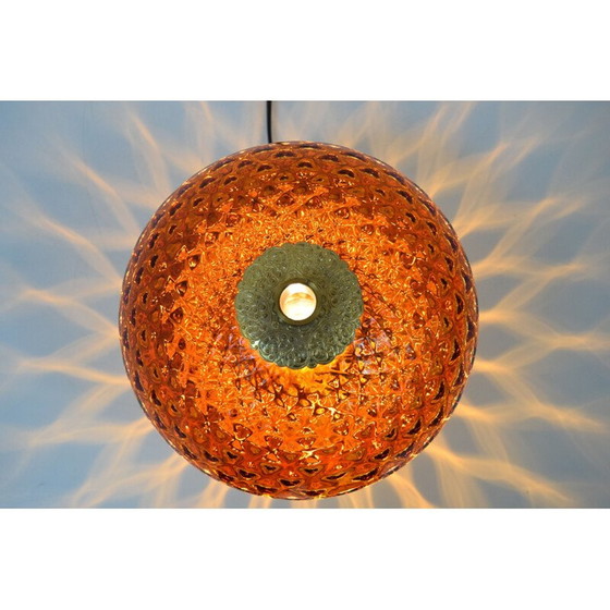 Image 1 of Vintage-Lampe aus Glas und Messing, Tschechoslowakei 1960