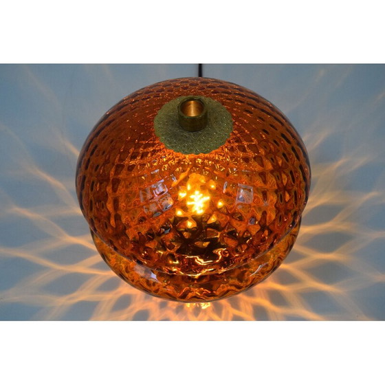 Image 1 of Vintage-Lampe aus Glas und Messing, Tschechoslowakei 1960