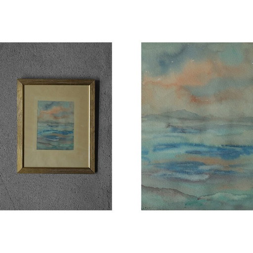 Alte Gouache von Frideborg Bryth, 1961