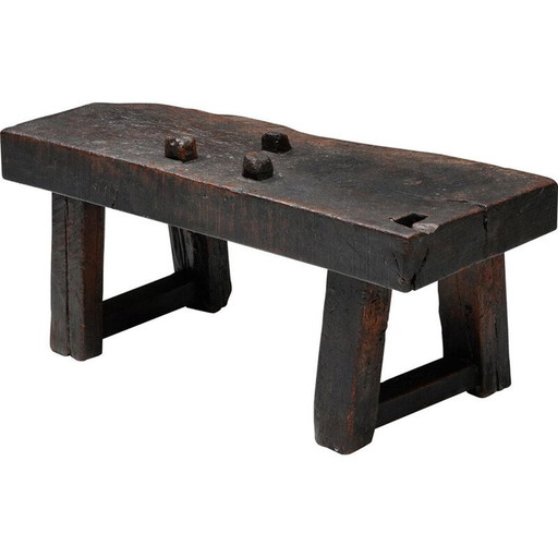 Vintage Rustikale Wabi-Sabi dunkelbraune Bank, 1920er Jahre