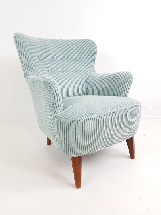 Image 1 of Artifort Sessel hellblau Theo Ruth gerippter Stoff blau