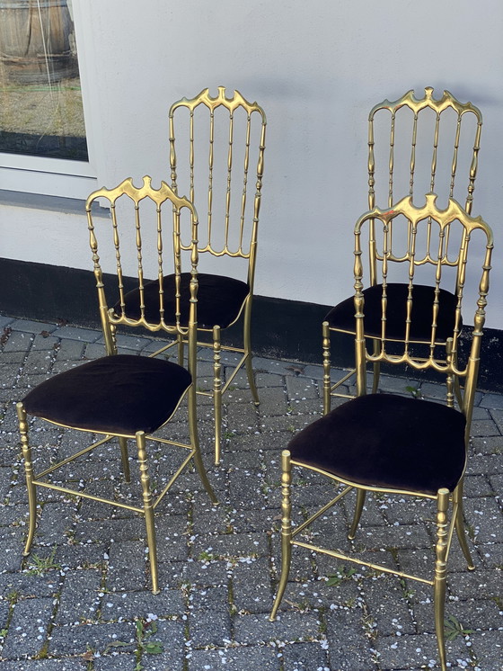 Image 1 of 4x Chiavari Messing Stühle von Giuseppe Gaetano Descalzi, Set