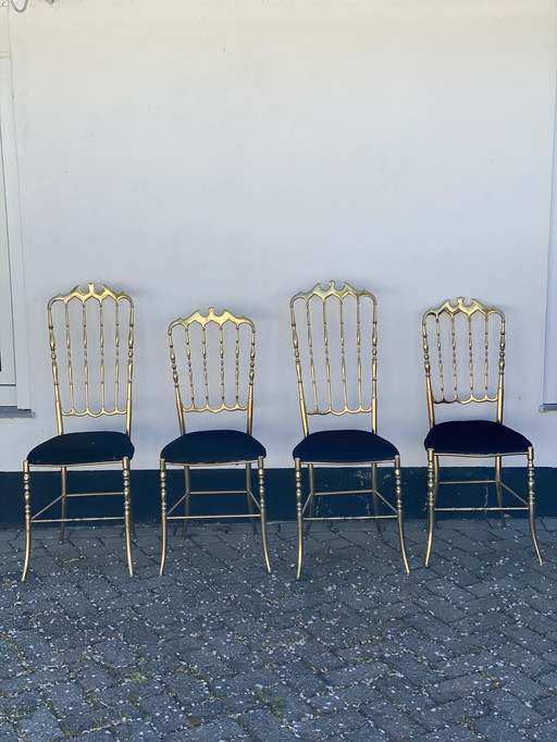 4x Chiavari Messing Stühle von Giuseppe Gaetano Descalzi, Set