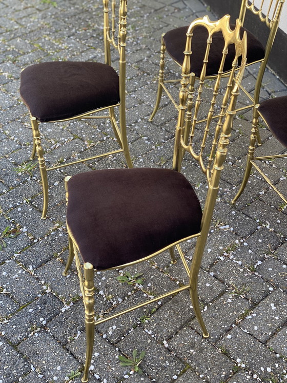 Image 1 of 4x Chiavari Messing Stühle von Giuseppe Gaetano Descalzi, Set