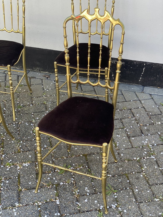 Image 1 of 4x Chiavari Messing Stühle von Giuseppe Gaetano Descalzi, Set