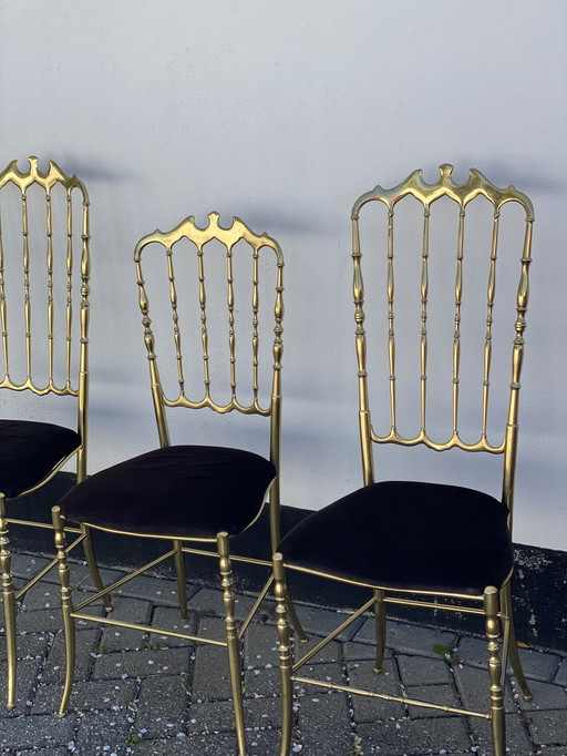 4x Chiavari Messing Stühle von Giuseppe Gaetano Descalzi, Set