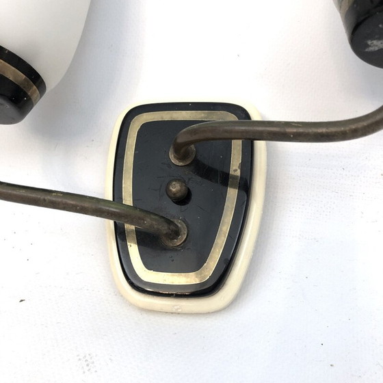 Image 1 of Paar alte Wandlampen aus Messing und Opalglas, Italien 1950