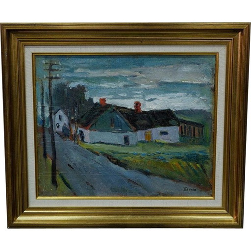 Schwedisches Landschafts-Ölgemälde von John Börén, 1960er Jahre