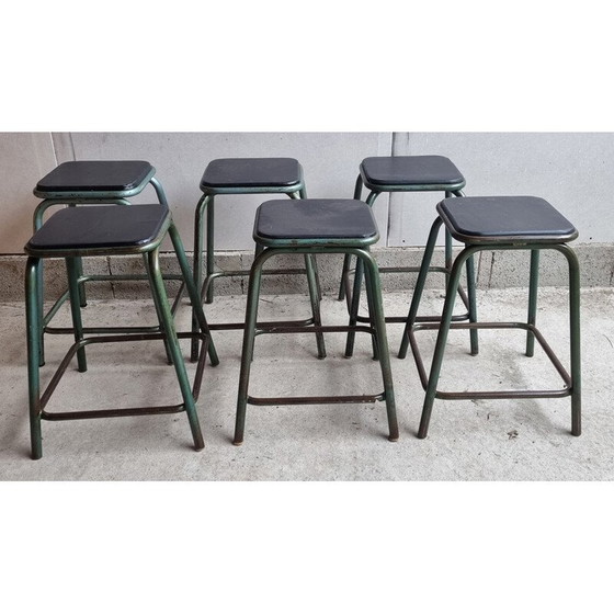 Image 1 of Satz von 6 industriellen Hockern im Vintage-Stil von Gaston Cavaillon für Mullca