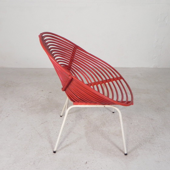 Image 1 of Rattanstuhl auf Stahlgestell Rohe Noordwolde, 50er Jahre