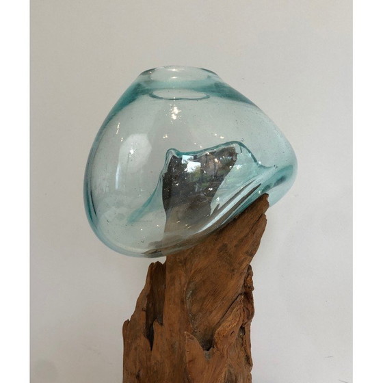 Image 1 of Paar Vasen aus Holz und Glas, Frankreich 1980