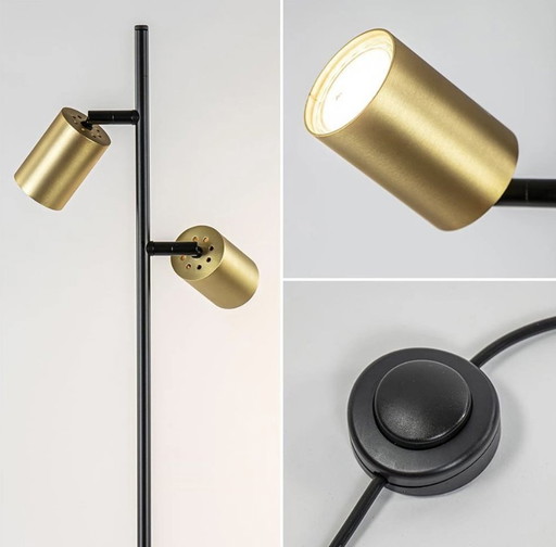 Stehender Lesespot 2-Light Schwarz/Gold