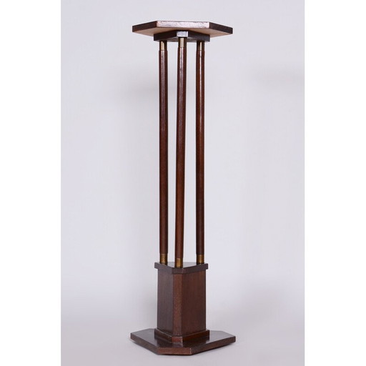 Vintage Art Deco Eichenholzsockel, Tschechoslowakei 1920