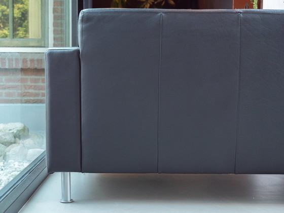 Image 1 of Montèl Schwarzes Leder 2-Sitzer Sofa