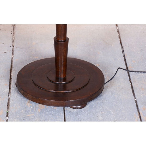 Image 1 of Vintage Art Deco Stehleuchte aus Buche und Chromstahl, Tschechoslowakei 1920