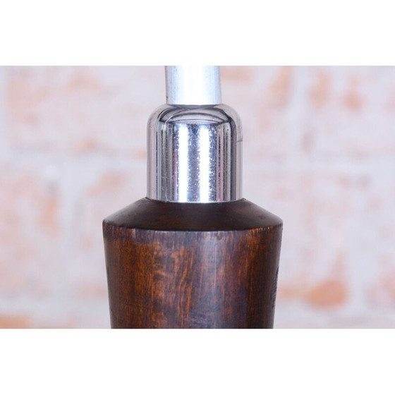 Image 1 of Vintage Art Deco Stehleuchte aus Buche und Chromstahl, Tschechoslowakei 1920