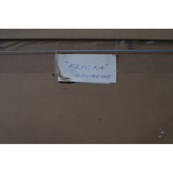 Image 1 of Porträt eines alten Mädchens in Gouache auf Papier von Christian Bjorn Larsen, 1965