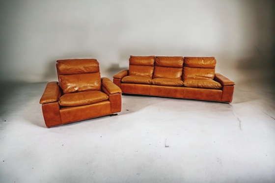Image 1 of Vintage Ledersofa und Stuhl