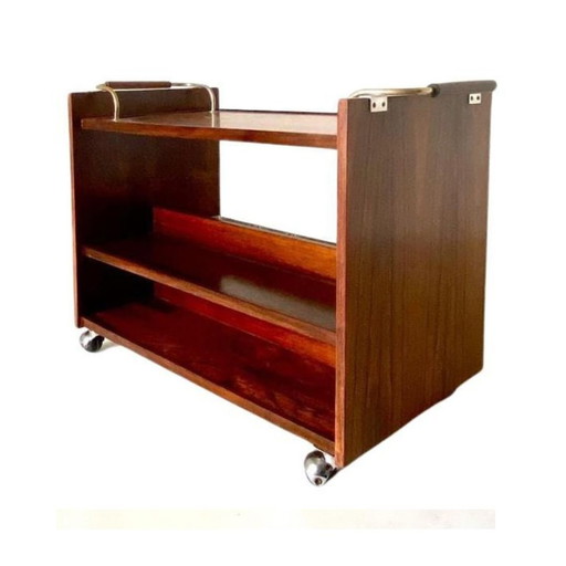 1X Modernes Holz Rolling Bar Cart, Italien 1960S