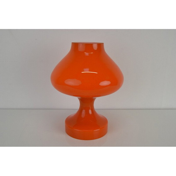 Image 1 of Orangefarbene Ganzglas-Tischlampe von Valasske Mezirici, Tschechoslowakei 1970er Jahre