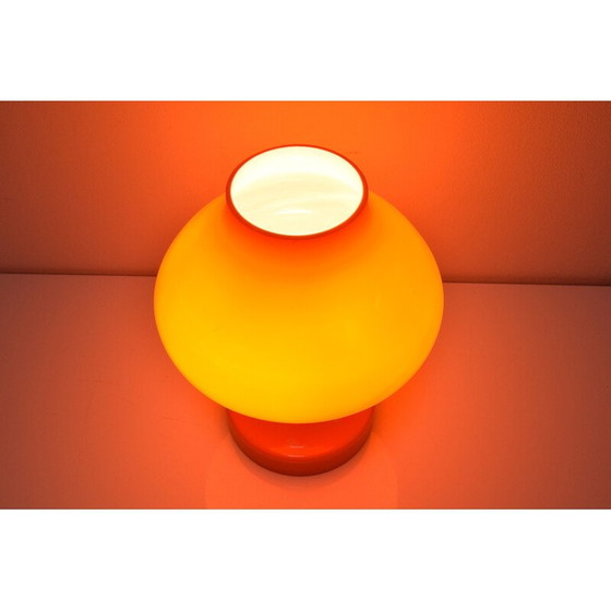 Image 1 of Orangefarbene Ganzglas-Tischlampe von Valasske Mezirici, Tschechoslowakei 1970er Jahre