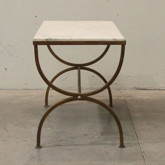 Image 1 of Vintage Beistelltisch aus Marmor und vergoldetem Schmiedeeisen, Frankreich 1940