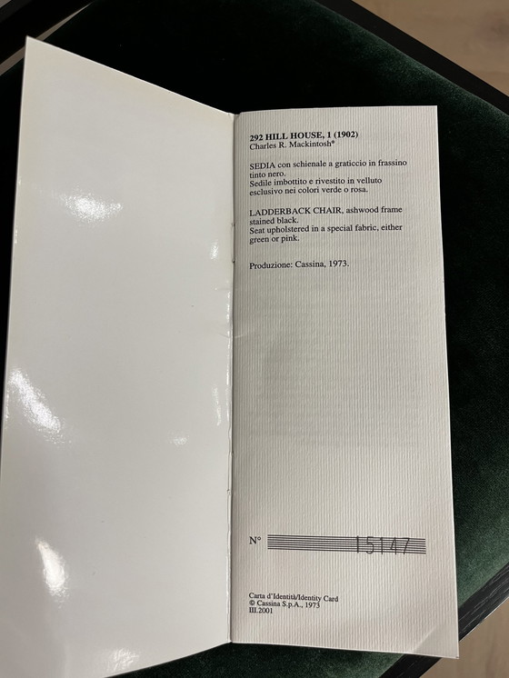 Image 1 of Hill House Stuhl - Charles Mackintosh für Cassina 1973