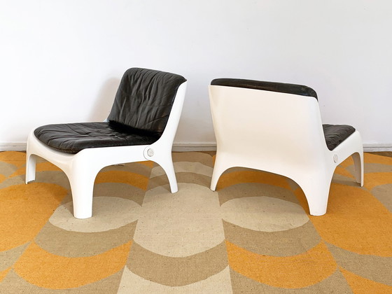 Image 1 of Vintage Space Age Ledersessel + Couchtisch-Set