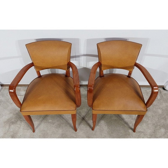 Image 1 of Paar Vintage-Brückenstühle aus massivem Buchenholz, 1950