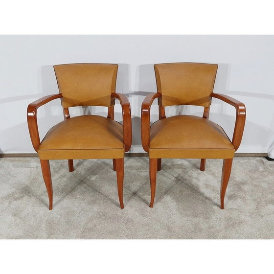 Image 1 of Paar Vintage-Brückenstühle aus massivem Buchenholz, 1950