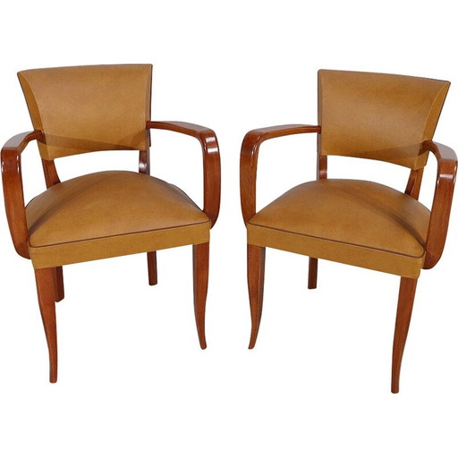 Paar Vintage-Brückenstühle aus massivem Buchenholz, 1950