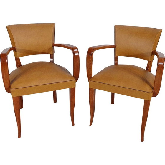 Image 1 of Paar Vintage-Brückenstühle aus massivem Buchenholz, 1950